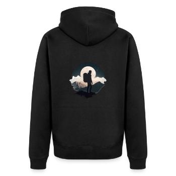 Routard au clair de lune, randonnée - Veste à capuche bio Premium Unisexe - noir - Dos - Nico (187cm)