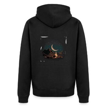 Tente au clair de lune avec feu de camp, pour les campeurs - Veste à capuche bio Premium Unisexe - noir - Dos - Nico (187cm)