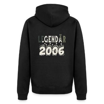 Legendär 2006 - Unisex Premium Bio Zip Hoodie - Schwarz - Hinten - Nico (187cm)