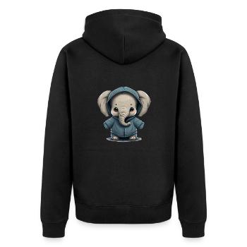 Babyelefant mit Hoodie - Unisex Premium Bio Zip Hoodie - Schwarz - Hinten - Nico (187cm)