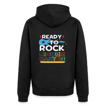 Ready To Rock Kindergarten - Unisex Premium Bio Zip Hoodie - Schwarz - Hinten - Nico (187cm)
