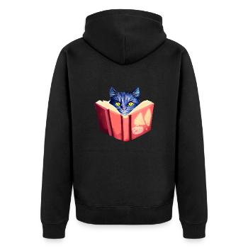 Cat Books Reading Domestic Cat Cat Book Kitten - Unisex Premium Organic Zip Hoodie - black - Back - Nico (187cm)