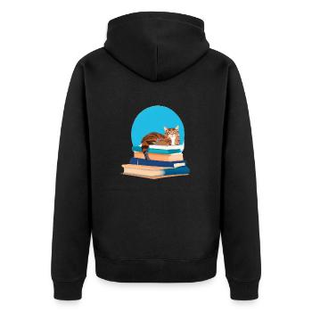 Cat Book Kitten Books Cat Reading Domestic Cat - Unisex Premium Organic Zip Hoodie - black - Back - Nico (187cm)