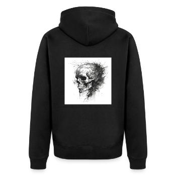 Creepy skull skull in Goth and emo style - Unisex Premium Organic Zip Hoodie - black - Back - Nico (187cm)