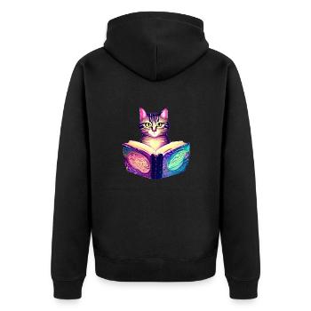 Books Cat Reading Domestic Cat Cat Book Kitten - Unisex Premium Organic Zip Hoodie - black - Back - Nico (187cm)