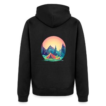 Camping Geschenk Zelten Wohnmobil Wohnwagen Camp - Unisex Premium Bio Zip Hoodie - Schwarz - Hinten - Nico (187cm)