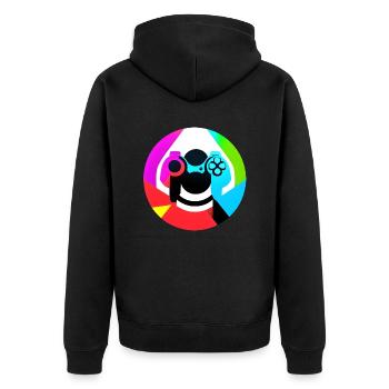 Der Gamer im Inneren - Unisex Premium Bio Zip Hoodie - Schwarz - Hinten - Nico (187cm)