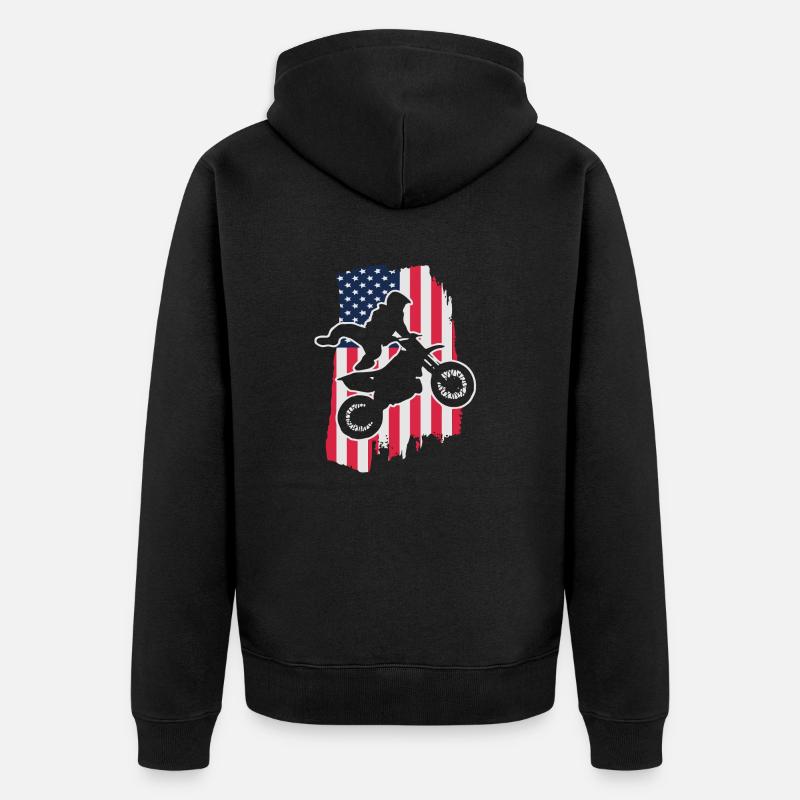 Dirt Bike États-Unis - Veste à capuche bio Premium Unisexe - noir