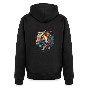 Tigerkopf im Profil Geschenk - Unisex Premium Bio Zip Hoodie - Schwarz - Hinten - Nico (187cm)