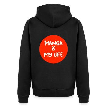 manga is my life - Unisex Premium Organic Zip Hoodie - black - Back - Nico (187cm)