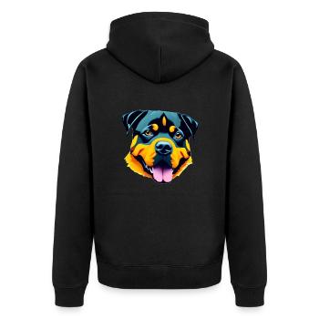 Rottweiler Hundehalter Hunde Hundebesitzer Hund - Unisex Premium Bio Zip Hoodie - Schwarz - Hinten - Nico (187cm)