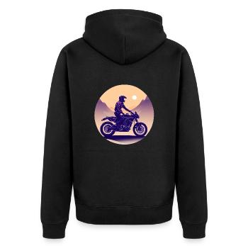 Motorrad Motorradfan Motorcross Motorradfahrer - Unisex Premium Bio Zip Hoodie - Schwarz - Hinten - Nico (187cm)