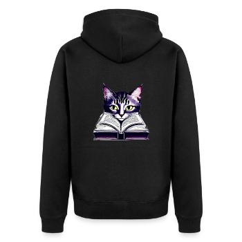 Books Cat Reading Domestic Cat Cat Book Kitten - Unisex Premium Organic Zip Hoodie - black - Back - Nico (187cm)