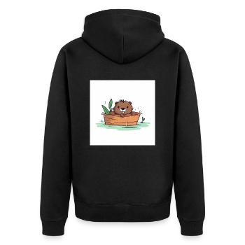 Cute beaver in the bathtub - Unisex Premium Organic Zip Hoodie - black - Back - Nico (187cm)