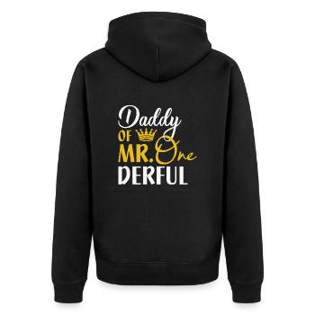 Daddy Of Mr. One Derful - Unisex Premium Bio Zip Hoodie - Schwarz - Hinten - Nico (187cm)