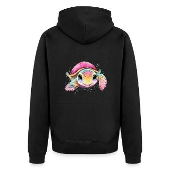 Baby Turtle - Unisex Premium Organic Zip Hoodie - black - Back - Nico (187cm)