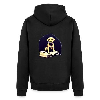 Dogs Read Dog Owner Dog Books Labrador Book - Unisex Premium Organic Zip Hoodie - black - Back - Nico (187cm)
