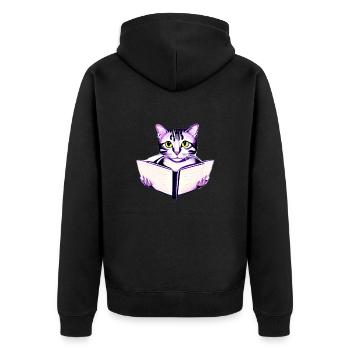 Cat Books Cat Book Kitten Reading Domestic Cat - Unisex Premium Organic Zip Hoodie - black - Back - Nico (187cm)
