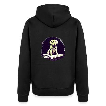Hunde Bücher Labrador Buch Hund Lesen Hundehalter - Unisex Premium Bio Zip Hoodie - Schwarz - Hinten - Nico (187cm)