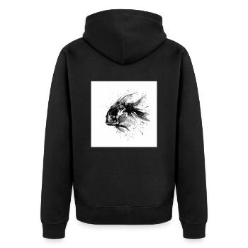 Süßer Fisch schwimmt im Meer - Illustration - Unisex Premium Bio Zip Hoodie - Schwarz - Hinten - Nico (187cm)
