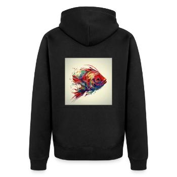 Wunderschöner Bunter Fisch schwimmt im Meer - Unisex Premium Bio Zip Hoodie - Schwarz - Hinten - Nico (187cm)