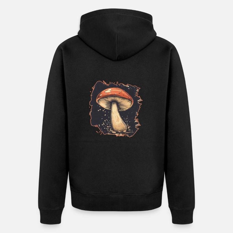 CHAMPIGNON RÉTRO - Veste à capuche bio Premium Unisexe - noir