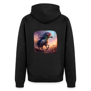 Mythische Hybrid Fantasie Kreatur - Unisex Premium Bio Zip Hoodie - Schwarz - Hinten - Nico (187cm)