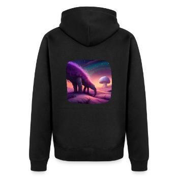 Fantasie Kreatur mystisch - Unisex Premium Bio Zip Hoodie - Schwarz - Hinten - Nico (187cm)