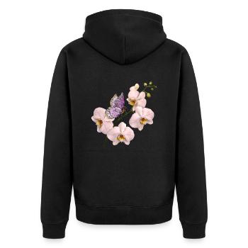 Bunter Schmetterling - Unisex Premium Bio Zip Hoodie - Schwarz - Hinten - Nico (187cm)