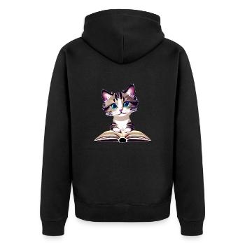 Kitten Read Cat Books Cat Book Domestic Cat - Unisex Premium Organic Zip Hoodie - black - Back - Nico (187cm)