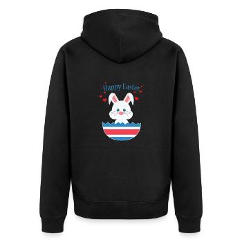 Liebe Osterhase - Unisex Premium Bio Zip Hoodie - Schwarz - Hinten - Nico (187cm)