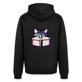 Cat Book Reading Domestic Cat Books Kitten Cat - Unisex Premium Organic Zip Hoodie - black - Back - Nico (187cm)