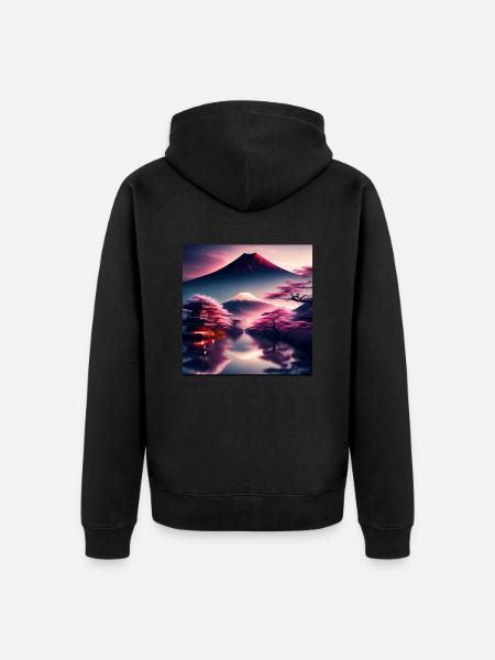 Japan Fuji - Unisex Premium Organic Zip Hoodie - black