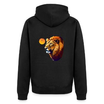 Löwe - Unisex Premium Bio Zip Hoodie - Schwarz - Hinten - Nico (187cm)