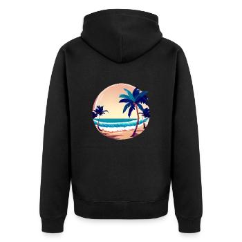 Sommer Palme Baum Sonne Urlaub Palmen Geschenk - Unisex Premium Bio Zip Hoodie - Schwarz - Hinten - Nico (187cm)