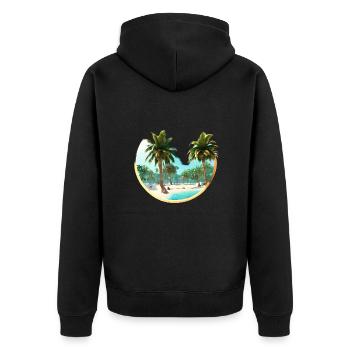 Sommer Sonne Palmen Geschenk Palme Urlaub Baum - Unisex Premium Bio Zip Hoodie - Schwarz - Hinten - Nico (187cm)