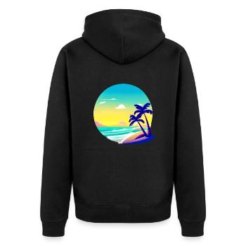 Sommer Baum Palme Urlaub Sonne Palmen Geschenk - Unisex Premium Bio Zip Hoodie - Schwarz - Hinten - Nico (187cm)