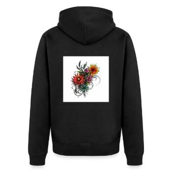 Élégante illustration florale avec des embellissements nobles - Veste à capuche bio Premium Unisexe - noir - Dos - Nico (187cm)