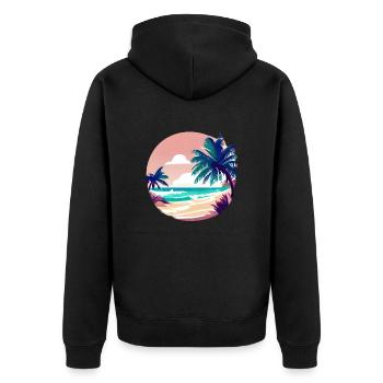 Sommerurlaub Palme Insel Strand Sonne Palmen - Unisex Premium Bio Zip Hoodie - Schwarz - Hinten - Nico (187cm)