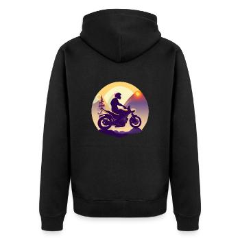 Motorrad Motorradfan Motorradfahrer Motorcross - Unisex Premium Bio Zip Hoodie - Schwarz - Hinten - Nico (187cm)