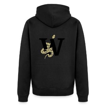 Buchstabe w Schlange - Unisex Premium Bio Zip Hoodie - Schwarz - Hinten - Nico (187cm)