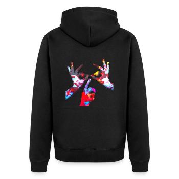 Illusion d’optique art psychédélique rétro formes sexe - Veste à capuche bio Premium Unisexe - noir - Dos - Nico (187cm)