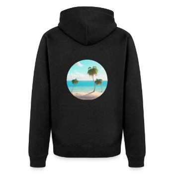 Sommerurlaub Strand Palme Sonne Palmen Insel - Unisex Premium Bio Zip Hoodie - Schwarz - Hinten - Nico (187cm)