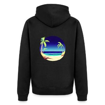 Sommerurlaub Palmen Insel Strand Sonne Palme - Unisex Premium Bio Zip Hoodie - Schwarz - Hinten - Nico (187cm)