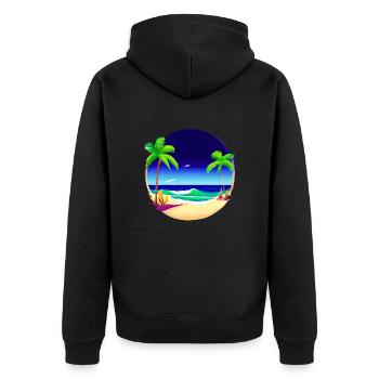 Sommerurlaub Palmen Sonne Palme Insel Strand - Unisex Premium Bio Zip Hoodie - Schwarz - Hinten - Nico (187cm)