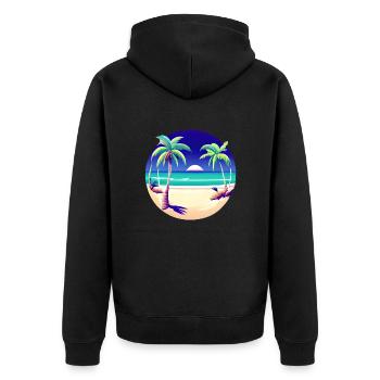 Sommerurlaub Palmen Insel Strand Sonne Palme - Unisex Premium Bio Zip Hoodie - Schwarz - Hinten - Nico (187cm)