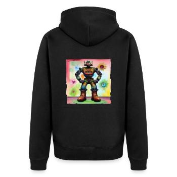 Robo Blume - Unisex Premium Bio Zip Hoodie - Schwarz - Hinten - Nico (187cm)