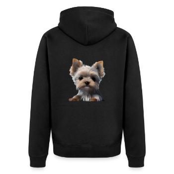 dog owner Yorkshire Terrier puppy dog - Unisex Premium Organic Zip Hoodie - black - Back - Nico (187cm)