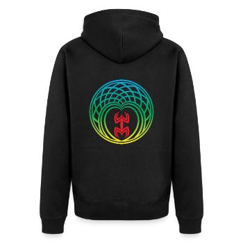 Altes Amazigh-Motiv - Unisex Premium Bio Zip Hoodie - Schwarz - Hinten - Nico (187cm)