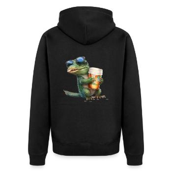 Crocodile apprécie la bière avec des lunettes de soleil - Veste à capuche bio Premium Unisexe - noir - Dos - Nico (187cm)